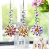HDCRYSTALGIFTS 6PCS 12.5'' Crystal Sunflower Suncatchers for Window Hanging, Window Sun Catchers Crystals Rainbow Maker Light Catcher Indoor Outdoor Garden Decor Glass Ornaments for Christmas Tree