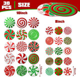 30 Pieces Outdoor Double Sided Lawn Decorations Christmas Large Candy Yard Decorations Plastic Outdoor Holiday and Christmas Hanging Porch and Tree Yard Lawn for Xmas Decor