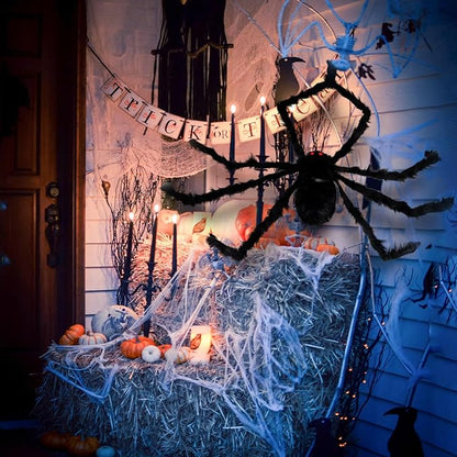 6.6FT Halloween Giant Spider Decorations, Scary Large Spiders Outside Realistic Fake Hairy Spider Props for Halloween Decorations Indoor and Outdoor Yard Party Garden Lawn Creepy Decor (1 Pack)