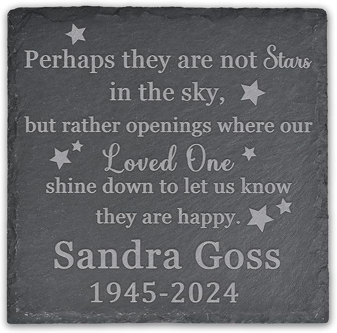 Memorial Garden Stone, Memorial Stone, Personalized Memorial Gifts, Sympathy Gifts for Loss of Loved One, Bereavement Gifts for Loss of Father Mother - Let Us Know They are Happy - Square