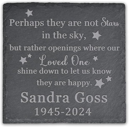 Memorial Garden Stone, Memorial Stone, Personalized Memorial Gifts, Sympathy Gifts for Loss of Loved One, Bereavement Gifts for Loss of Father Mother - Let Us Know They are Happy - Square