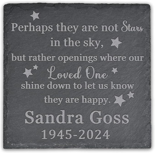 Memorial Garden Stone, Memorial Stone, Personalized Memorial Gifts, Sympathy Gifts for Loss of Loved One, Bereavement Gifts for Loss of Father Mother - Let Us Know They are Happy - Square