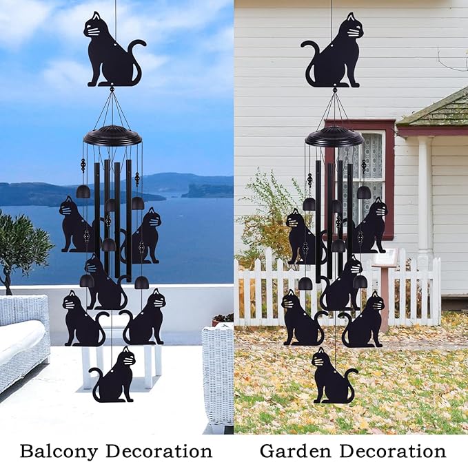 Cats Wind Chimes Outdoor Decor, Mobile Wind Catcher, Retro Cat Wind Bells, Blessing Wind Chime, Memorial Windchimes for Home, Balcony, Yard, Room, Xmas, Party, Indoor, Garden Decoration, Gifts for Mom
