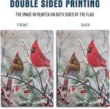 Winter Cardinal Bird Garden Flags Christmas Banners for Outside 12x18 Double Sided Red Birds on Tree Branch Flag Welcome New Year Yard Flag Farmhouse Outdoor Decor