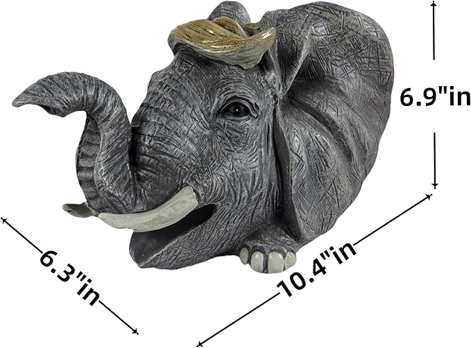 coolboy Elephant Sculpture Gutter Diverter Rain,Deco Gutter Extension Downspout, Eco-Friendly Resin Gutter Extender Diverter,Splash Block, Perfect Rain Gutter Downspout Extension for 3"x4" Downspouts
