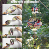 American Eagle Patriotic Helix Metal Wind Spinners for Yard and Garden,12 Inch 3D Stainless Steel Hanging Kinetic Yard Art Wind Sculpture Independence Day Decor Outdoor Indoor