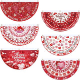 6 Pcs Valentine's Day Bunting Fan Flag Love Heart Bunting Banner Romantic Valentine's Day Garden Half Fan Banner Decoration Holiday Indoor Outdoor Yard Decor, 1.5 x 3 ft