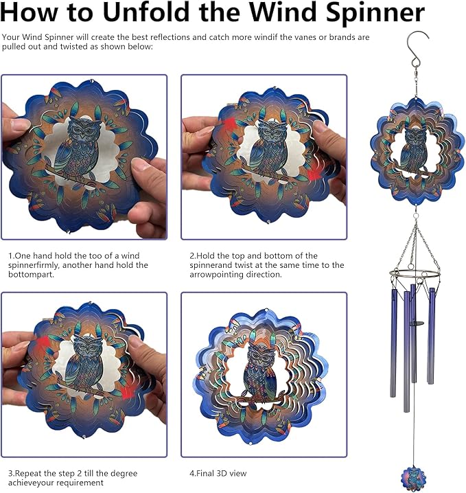Mandala Wind Chimes Outdoor Cut Metal Kinetic Art Wind Spinner Stainless Steel Hanging Yard&Garden 3D Wind Sculpture Decorations Indoor Spinners