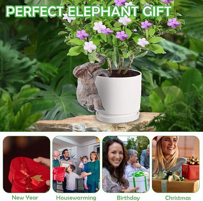 Elephant Resin Decorative Garden Statue – Outdoor Yard Art and Lawn Ornament, Gifts for Women & Men, Elephant Lover Sculpture, Patio & Garden Decor