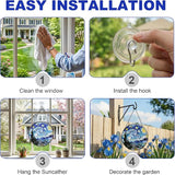 Hanging Stained Glass for Windows,20cm/7.87inch Van Gogh Starry Night Stained Glass Suncatcher with Chain Garden Diamond Glass Panel Hangings Decoration for Home Decor Gifts for Family Friends
