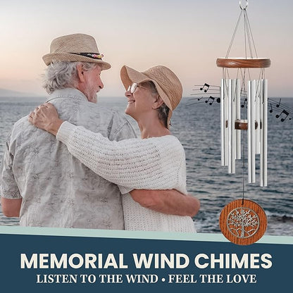 Woodstock Chimes Signature Collection, Woodstock Habitats Chime, 17'', Silver, Teak, Tree of Life Wind Chimes for Outdoor, Patio, Home or Garden Decor (HCTT)