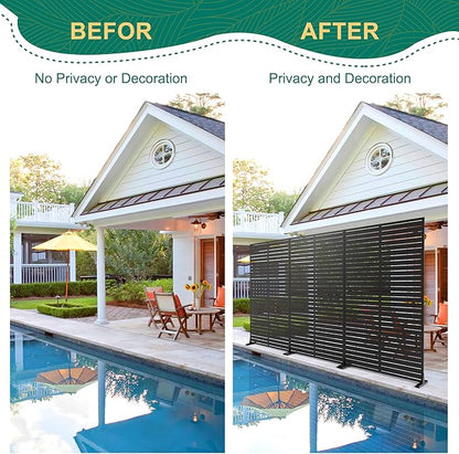 72" H×44" W Metal Outdoor Privacy Screen Freestanding, Outdoor Screens for Patio Lawn Deck, Privacy Panels Decorative Fence(Consists of 5 Panels)
