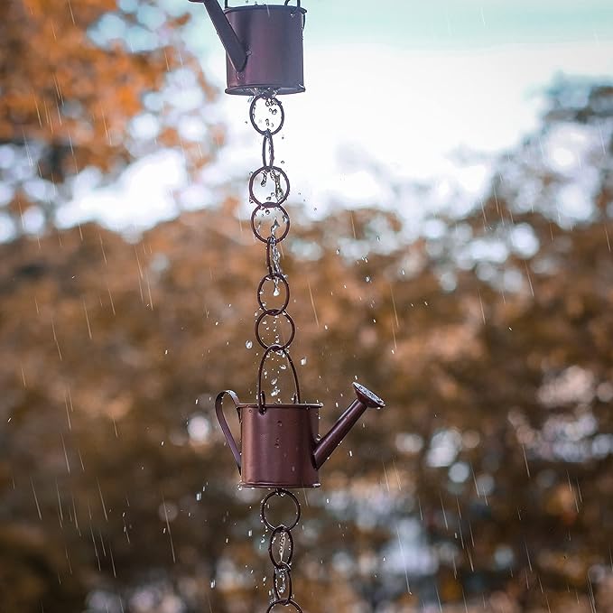 Trademark Innovations 8.25' Copper Colored Watering Can Rain Chain for Gutters and Downspouts