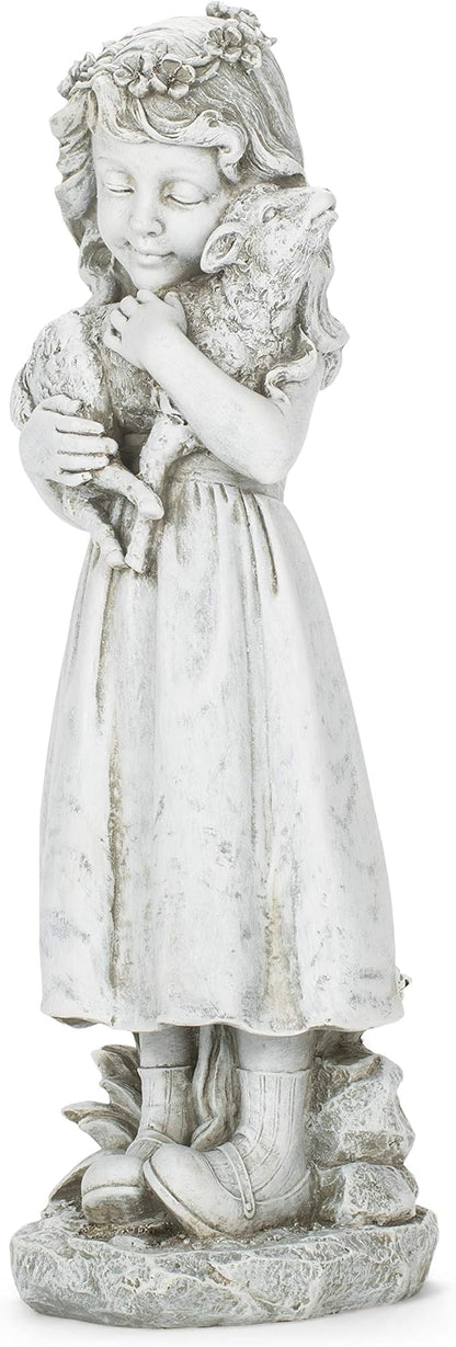 Joseph's Studio by Roman Inc., Girl with Lamb Garden Statue, Garden Collection, Religious Statue, Holy Family, Memorial, Angel, Patron Saint, Garden Décor (5x5x16)