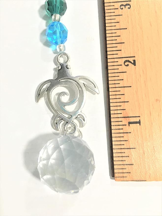 SEA Turtle Car Charm, Crystal Suncatcher, Handmade, Gift Wrapped, Mirror Decoration, Car Accessory, Sea Turtle Gift