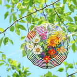 3D Flower Wind Spinner 10 Inch Garden Wind Spinners with Flower Designs for Yard Stainless Steel Flower Spinner with Unique Visual Effect Hanging Flower Wind Sculptures Garden Decor Gift