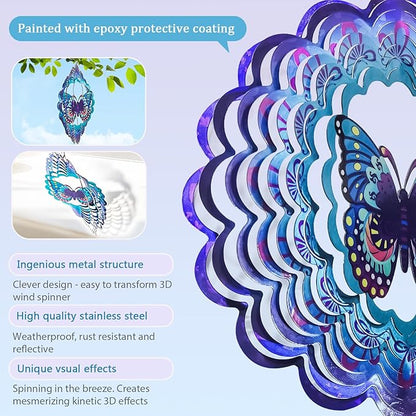 Wind Chimes for Outside with Butterfly Wind Spinner, Valentines Day Birthday Gifts for Women Mom Friends Sisters Teacher, Windchimes Outdoor Decor Patio Garden Yard Butterflies Decorations