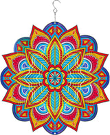 Mandala Wind Spinners, 12inch Metal Wind Spinners Outdoor for Yard and Garden, Stainless Steel Hanging Wind Spinner, Kinetic Yard Art Garden Decor Ornament Gifts