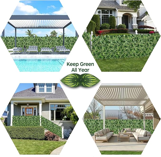 Artificial Ivy Privacy Fence Screen,40"x40" UV-Anti Fake Leaves Plant Vine,Privacy Hedges Wall for Indoor Outdoor Garden Backyard Decor,Color Watermelon Leaves