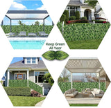 Artificial Ivy Privacy Fence Screen,40"x40" UV-Anti Fake Leaves Plant Vine,Privacy Hedges Wall for Indoor Outdoor Garden Backyard Decor,Color Watermelon Leaves