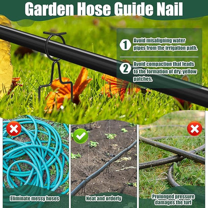 Shimeyao 16 Pcs Metal Garden Hose Guide Spike 8 Inch Plant-Saving Hose Garden Guards Adjustable for Outside Yard Lawn to Prevent Kinking and Protect Plants