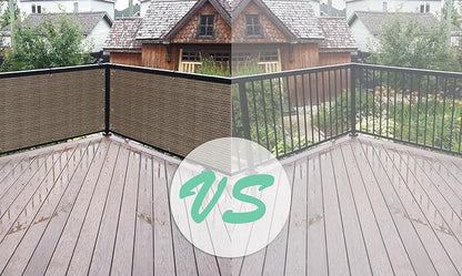 SunnyRoyal 3'x10' Balcony Privacy Fence Screen Apartment Railing Deck Cover, 3FT Outdoor Patio Screens with Zip Ties, HDPE Shade Cloth with Grommets, Mesh Fabric for Porch Backyard, Brown
