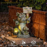Joint Honglin Solar Dragon Garden Statue with Lantern, Resin Outdoor Yard Decor Figurine, Waterproof Solar Powered Light for Patio, Lawn, Walkway & Front Porch (Dragon)
