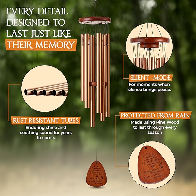 32 Inch Memorial Wind Chimes Outdoor, Sympathy Gifts for Loss of Loved One, Memorial Gifts for Loss of Mom, Sympathy Wind Chimes for Mother, Father, Brother, Sister