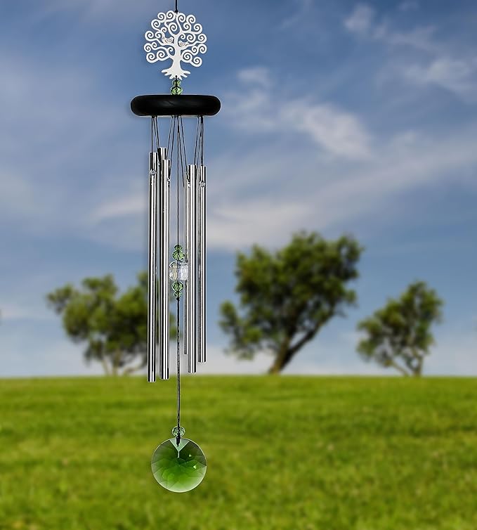 Woodstock Chimes Signature Collection, Crystal Tree of Life Chime, 19'' Decor Designs Wind Chimes for Outdoor, Patio, Home or Garden Décor (WFTE)