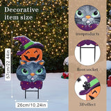 Halloween Decorations Outdoor with Cute Black Cat Pumpkin, Metal Halloween Yard Stakes, Stacked Jack-o-Lantern Garden Stakes Decor for Pathway Patio Party, 25"