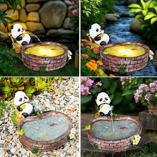 Solar Panda for Outdoors Garden Panda Statue Patios, Yards, and Lawn Ornaments Gardening Gifts for Women
