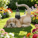 Solar Dog Garden Statue with Lantern, Beagle Dog Figurine Solar Light Garden Outdoor Decor, Outdoor Waterproof Decoration for Dogs Lover, Beautifully Crafted Birthday Gifts for Mom or Dad