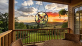Stained Glass Window Hanging - Butterfly Red Flowers Yellow Flowers 6.3 Inches Suncatcher for Garden Home Decor for Women Mon Grandma Friends