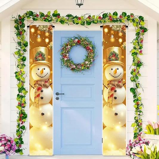 BlissYard Large Christmas Porch Banner Winter Snowman Banner 12x71 Inch Door Banners Decoration Winter Holiday Welcome Sign Front Door Porch Indoor Outdoor Festive Home Decor Hanging Vertical Flag