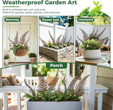 6-Pack Metal Flower Decorative Garden Stakes, Rustic Fern Plant Picks, Handmade Metal Outdoor Garden Decor for Flower Beds, Fairy Gardens, Yard Art&Potted Plants Gift-Boxed Indoor&Outdoor Decor