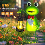 Solar Garden Lights Frog Statue with Solar Lantern Lights,13.78in Tall Frog Decor Fairy Accessories,Birthday Gifts for Women Mom Grandma,Big Metal Decorative Stakes for Home decor,Patio,Porch,Yard Art