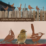 5PCS Rusty Metal Bird Silhouette Statues - Rustic Outdoor Decor for Garden, Fence and Yard Art, Lifelike Metal Birds Yard Decorations Fence Ornaments Yard Art Bird Lovers Gift Ideas