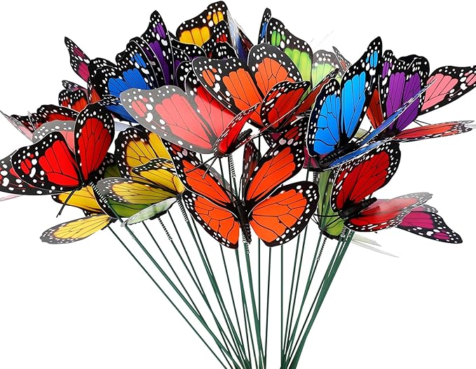 KINGLAKE Butterfly Garden Stakes Yard Planter Colorful Butterfly Garden Ornaments Decorations for Garden Patio Party Decorations 27 Pcs Set