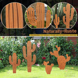 2pcs Metal Cactus Outdoor Decor,Metal Plants Prickly Pear Cactus,Desert Steel Yard Art, Garden Decor、Lawn Decoration