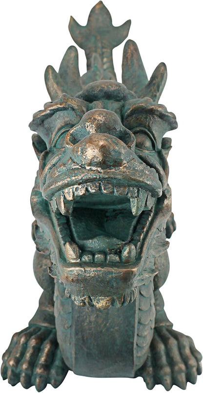 Design Toscano Asian Dragon of the Great Wall Garden Statue, Large 29 Inch Long, Cast Stone Resin, Green Bronze Verdigris Finish
