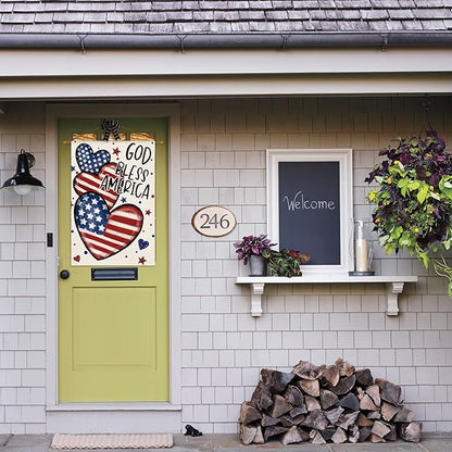 AVOIN colorlife God Bless America 4th of July Patriotic House Flag 28x40 Inch Double Sided Outside, American Stars and Stripes Memorial Day Yard Outdoor Decoration