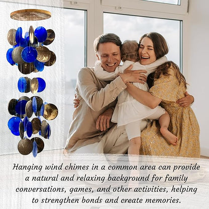 Bellaa Wind Chimes for Outside Capiz Sea Glass Shells 27 inch Outdoor Windchimes Home Garden Patio Yard Lawn Unique Gifts Mom Grandma Woman Sympathy Memorial Remembrance