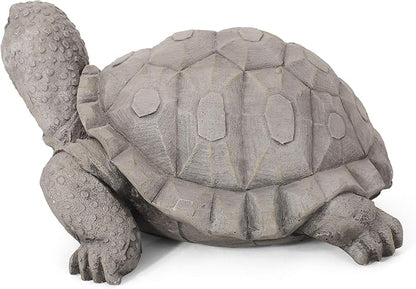 Merax Turtle Garden Statue - Outdoor Cast Stone Decor, Dark Gray Finish, Weather-Resistant Patio or Yard Art, No Assembly Required