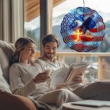 American Flag Eagle Wind Spinner Outdoor, 8 Inch 3D Metal Garden Wind Spinner, Stainless Steel Patriotic Yard Hanging Decor Gift