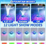 Floating Pool Fountain with Adjustable Colorful LED Light Show Waterfall Spray Timer Feature, Floating Light Party Decor for Above Ground Swimming Pool Pond Garden Patio Outdoor