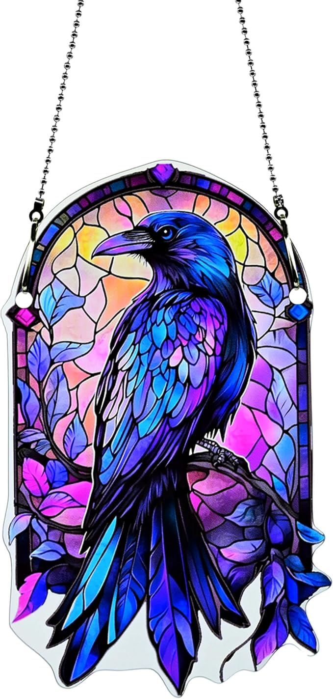 Halloween Bird Ornaments Colorful Window Hanging Decorations Home Wall Decor for Indoor Outdoor