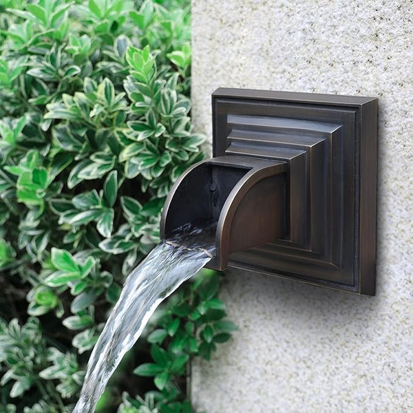 Solid Brass Made Exquisite Handcrafted Waterfall Spout for Landscape, Water Fountain Spout Scupper Luxury Decoration for Pools, Ponds, Water Walls