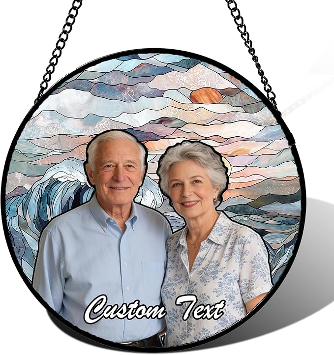Personalized Custom Photo Faux Stained Glass Window Hanging - Nana Gifts Customized Memorial Ornaments Suncatchers Christmas Birthday Mother's Day for Lovers Women Men Dad Mom Grandma
