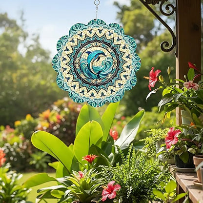 12 Inch 3D Kinetic Wind Spinner for Garden and Yard, Laser-Cut Stainless Steel, Mesmerizing Hanging Decor for Outdoor Patio & Indoor, Coastal Window-11