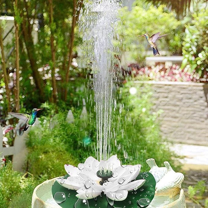 Solar Garden Fountain Water Lilies Designs Outdoor Bird Bath Accessories Suitable for Patios and Fish Pond Fish Pond Accessories